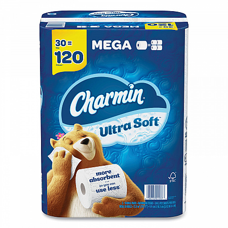 Ultra Soft Bathroom Tissue, Mega Roll, Septic Safe, 2-Ply, White, 244 Sheets/Roll, 30 Rolls/Pack (01537)