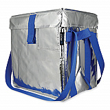 Fresh Eco Freeze Tote, (2) Blue Nylon Shoulder Straps, (2) Blue Nylon Strap Handles, 13.5" x 9" x 13", Silver/Blue, 4/Carton (UDMAG)