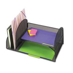 Safco Desk Organizer, Two Vertical/Two Horizontal Sections, 17 x 10 3/4 x 7 3/4, Black (3264BL)