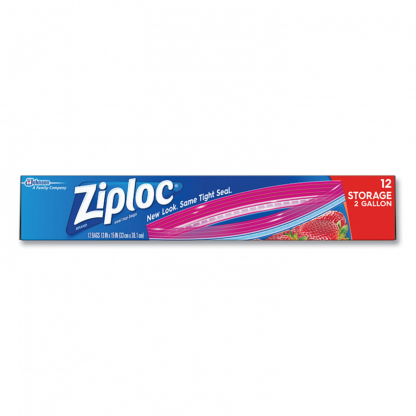 Double Zipper Storage Bags, 2 Gallon, 13" x 15", Clear, 12/Box (664531)
