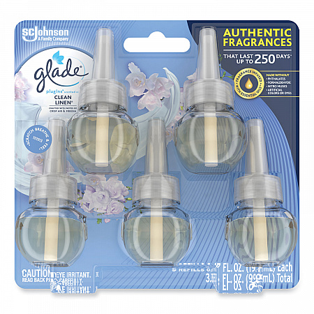 Plugins Scented Oil Refill, Clean Linen, 0.67 oz, 5/Pack (322829)