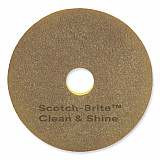 Clean and Shine Pad, 18" Diameter, Brown/Yellow, 5/Carton (09543)