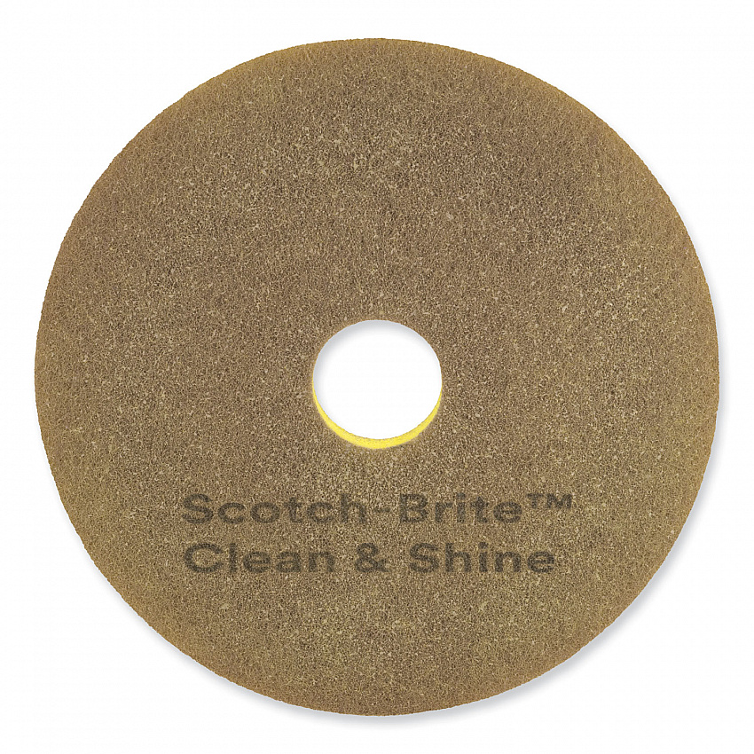 Clean and Shine Pad, 18" Diameter, Brown/Yellow, 5/Carton (09543)