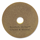 Clean and Shine Pad, 14" Diameter, Brown/Yellow, 5/Carton (09548)