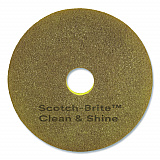 Clean and Shine Pad, 12" Diameter, Brown/Yellow, 5/Carton (09550)