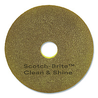 Clean and Shine Pad, 12" Diameter, Brown/Yellow, 5/Carton (09550)