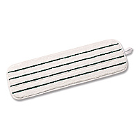 Microfiber Flat Mop, 18", White/Stripes, Microfiber Pad, 100/Carton (55594)