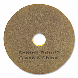 Clean and Shine Pad, 15" Diameter, Brown/Yellow, 5/Carton (CS15)