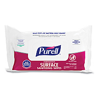 Foodservice Surface Sanitizing Wipes, 1-Ply, 7.4 x 9, Fragrance-Free, White, 72/Pouch, 12 Pouches/Carton (937112CT)
