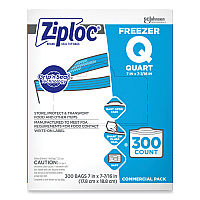 Zipper Freezer Bags, 32 oz, 7" x 7.75", Clear, 300/Carton (364957)
