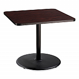 Cafe Table, 36w x 36d x 30h, Square Top/Round Base, Mahogany Top, Black Base (CT33636RD1MY)