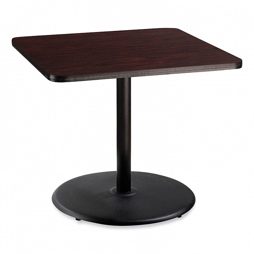 Cafe Table, 36w x 36d x 30h, Square Top/Round Base, Mahogany Top, Black Base (CT33636RD1MY)