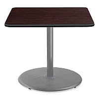 Cafe Table, 36w x 36d x 30h, Square Top/Round Base, Mahogany Top, Gray Base (CG33636RD1MY)