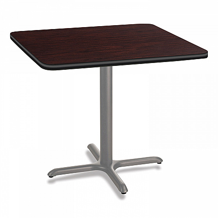 Cafe Table, 36w x 36d x 30h, Square Top/X-Base, Mahogany Top, Gray Base (CG33636XD1MY)