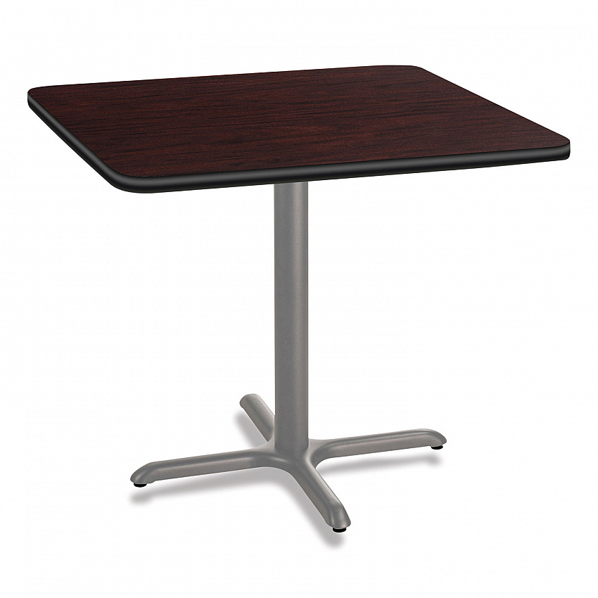Cafe Table, 36w x 36d x 30h, Square Top/X-Base, Mahogany Top, Gray Base (CG33636XD1MY)