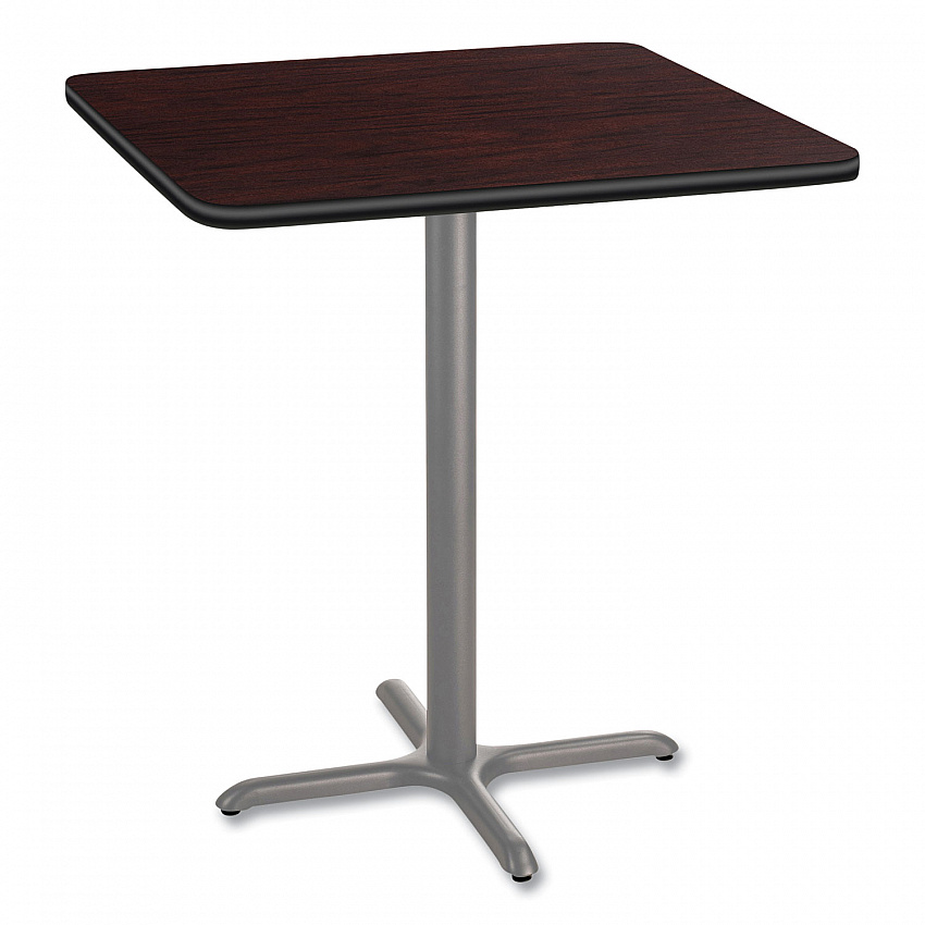 Cafe Table, 36w x 36d x 42h, Square Top/X-Base, Mahogany Top, Gray Base (CG33636XB1MY)