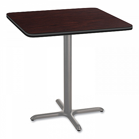 Cafe Table, 36w x 36d x 36h, Square Top/X-Base, Mahogany Top, Gray Base (CG33636XC1MY)
