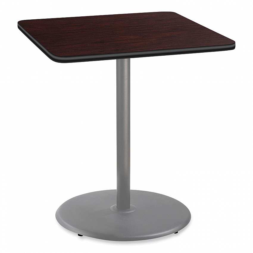 Cafe Table, 36w x 36d x 42h, Square Top/Round Base, Mahogany Top, Gray Base (CG33636RB1MY)