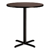 Cafe Table, 36" Diameter x 42h, Round Top/X-Base, Mahogany Top, Black Base (CT13636XB1MY)