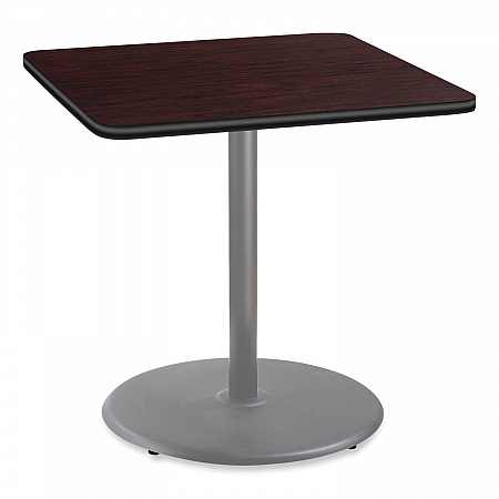 Cafe Table, 36w x 36d x 36h, Square Top/Round Base, Mahogany Top, Gray Base (CG33636RC1MY)