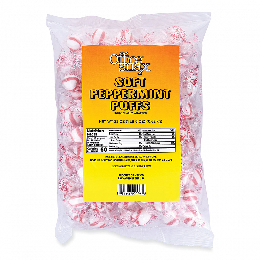 Candy Assortments, Soft Peppermint Puffs, 22 oz Bag (00666)