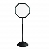 WriteWay Two-Sided Dry Erase Standing Message Sign, White 18" x 18" Octagon Surface, Black Frame, 18" x 18" x 65" (4118BL)