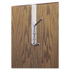 Safco Over-The-Door Double Coat Hook, Chrome-Plated Steel, Satin Aluminum Base (4166)