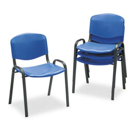 Safco Stacking Chair, Supports Up to 250 lb, Blue Seat/Back, Black Base, 4/Carton (4185BU)