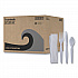 Four-Piece Cutlery Kit, Heavyweight, Fork/Knife/Napkin/Spoon, Plastic, White, 250/Carton (FKTNHWPSWH)