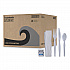 Six-Piece Cutlery Kit, Heavyweight, Fork/Knife/Napkin/Pepper/Salt/Spoon, Plastic, White, 250/Carton (FKTNSHWPSWH)