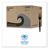 Heavyweight Wrapped Polystyrene Cutlery, Fork, Plastic, Black, 1,000/Carton (FORKHWPSBIW)
