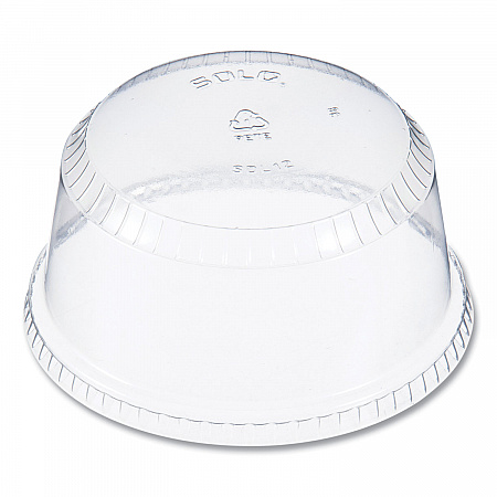 SoloServe PET Sundae Cup Lids, Fits 5.5 oz to 12 oz Sundae Cups, Plastic, Clear, 1,000/Carton (SDL12)