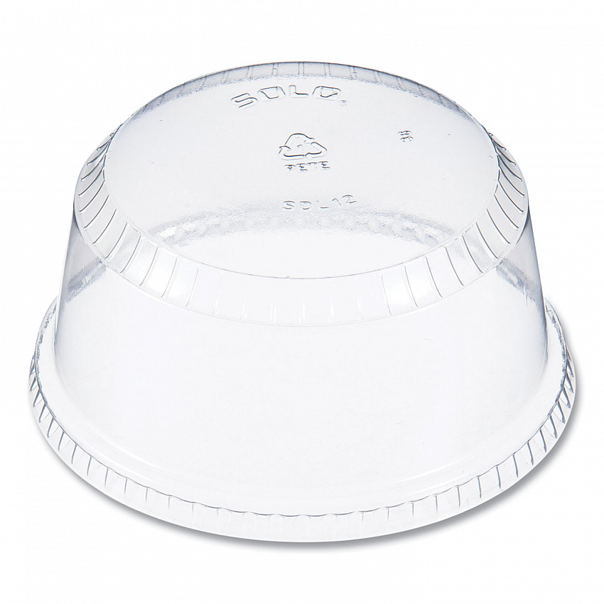 SoloServe PET Sundae Cup Lids, Fits 5.5 oz to 12 oz Sundae Cups, Plastic, Clear, 1,000/Carton (SDL12)