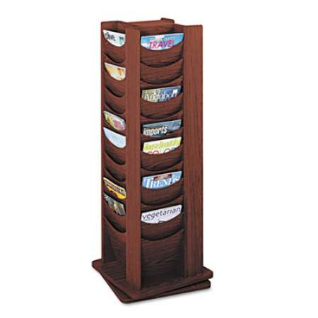 Safco Rotary Display, 48 Compartments, 17.75w x 17.75d x 49.5h, Mahogany (4335MH)