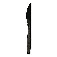 Impress Heavyweight Full-Length Polystyrene Cutlery, Knife, Plastic, Black, 1,000/Carton (HSKK)