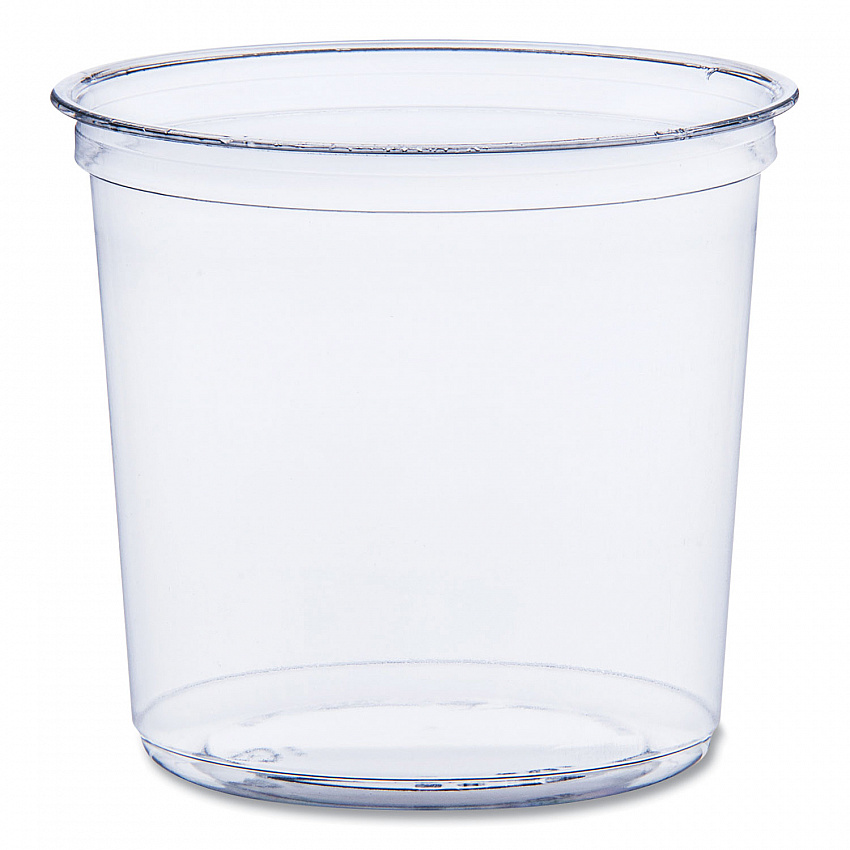 Bare Eco-Forward RPET Deli Containers, ProPlanet Seal, 24 oz, 4.61" Diameter x 4.25" h, Clear, Plastic, 500/Carton (DM24R)