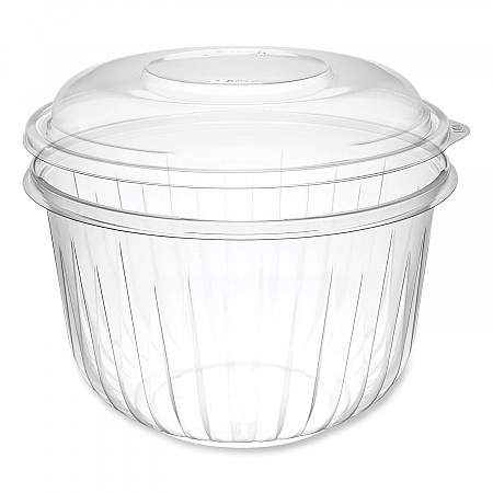 PresentaBowls Bowl/Lid Combo-Paks, 64 oz, Clear, Plastic, 126/Carton (C64BCD)