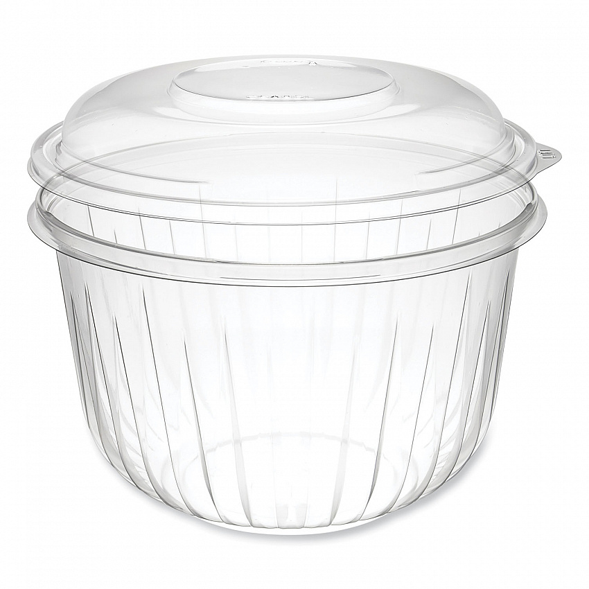 PresentaBowls Bowl/Lid Combo-Paks, 64 oz, Clear, Plastic, 126/Carton (C64BCD)