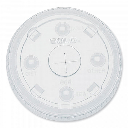 PETE Plastic Flat Straw-Slot Cold Cup Lids, Fits 12 oz to 24 oz Cold Cups, Plastic, Clear, 1,000/Carton (668NS)