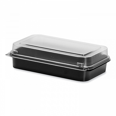 Creative Carryouts BoxLine Black Base/Clear Lid Hinged Containers, 3.9 x 6 x 1.8, Plastic, 500/Carton (850618PS94)