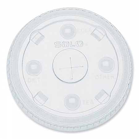 PETE Flat Straw-Slot Cold Cup Lids, Fits 28 oz to 32 oz Cold Cups, Plastic, Clear, 600/Carton (635NS)