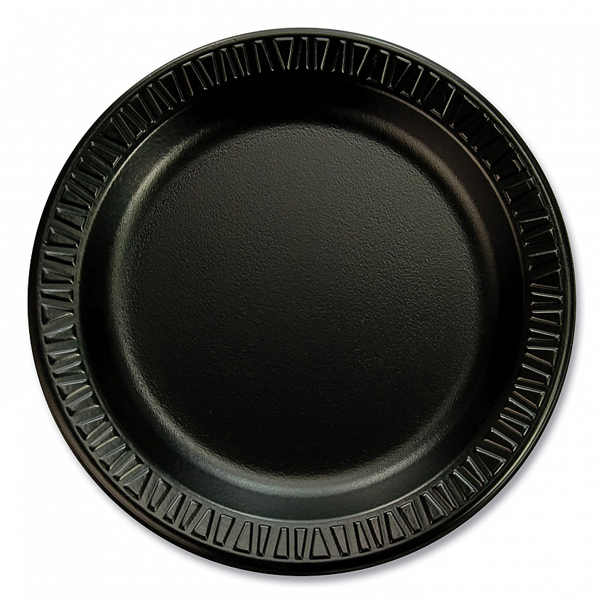 Quiet Classic Laminated Foam Dinnerware Plates, 6" dia, Black, 125/Pack, 8 Packs/Carton (6PBQR)