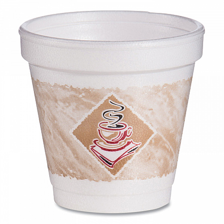 ThermoGlaze Insulated Foam Cups Stock Prints, 4 oz, White/Beige/Red, 1,000/Carton (4J4G)