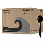 Heavyweight Wrapped Polypropylene Cutlery, Soup Spoon, Plastic, Black, 1,000/Carton (SSHWPPBIW)