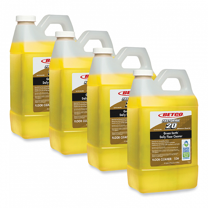 Green Earth Daily FastDraw Floor Cleaner, Unscented, 2 L Bottle, Unscented, 4/Carton (5364700)