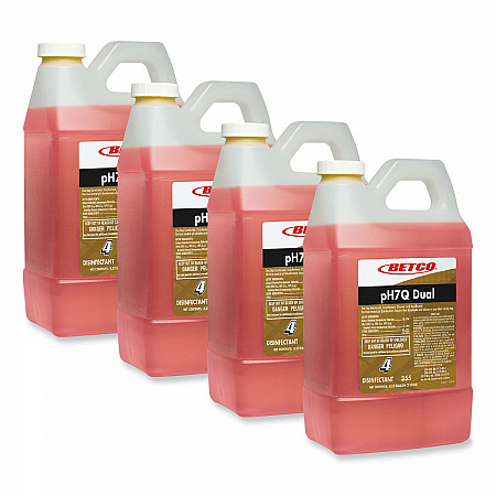 pH7Q Dual Neutral FastDraw Disinfectant Cleaner, Lemon Scent, 67.6 oz Bottle, 4/Carton (3554700)