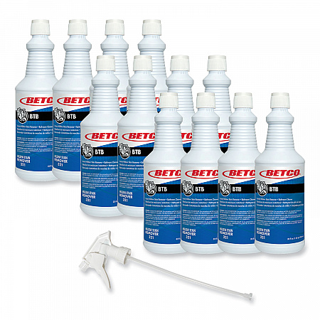 BTB Mildew Stain Remover, Apple Scent, 32 oz Spray Bottle, 12/Carton (3211200)