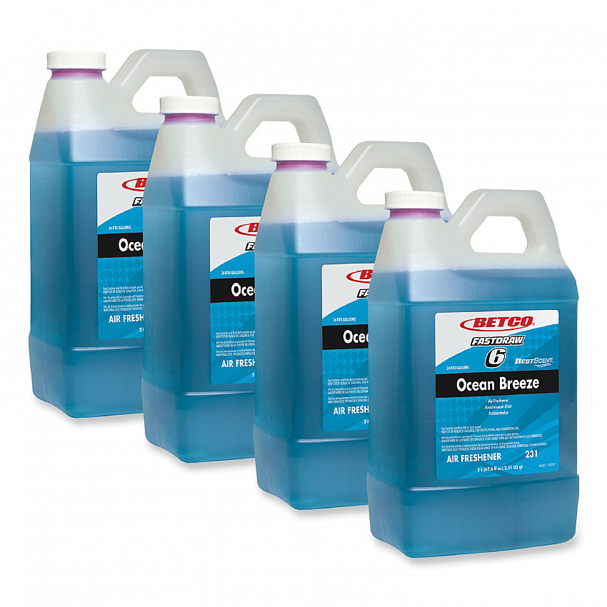 BestScent Ocean Breeze FastDraw Deodorizer, Ocean Breeze, 67.6 oz FastDraw Bottle, 4/Carton (2314700)