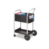 Safco Scoot Mail Cart, One-Shelf, 22w x 27d x 40.5h, Black/Silver (5238BL)