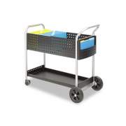 Safco Scoot Mail Cart, One-Shelf, 22.5w x 39.5d x 40.75h, Black/Silver (5239BL)